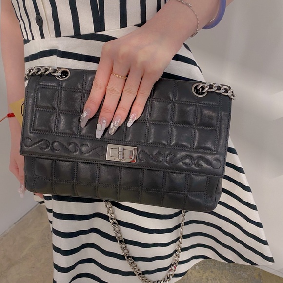 Chanel 2.55 chocolate bar rhinestone chain shoulder bag - Picture 1 of 16